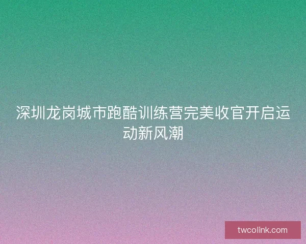 深圳龙岗城市跑酷训练营完美收官开启运动新风潮