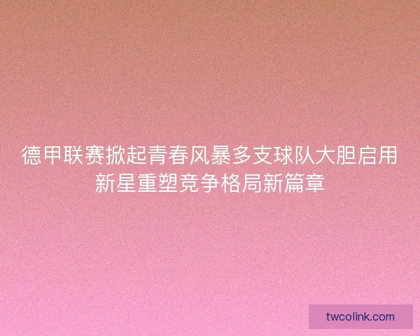 德甲联赛掀起青春风暴多支球队大胆启用新星重塑竞争格局新篇章